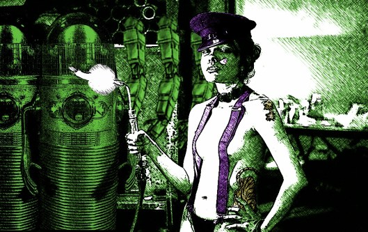 my grandmother blacksmith in her workshop