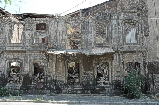 a ruined building in Gyumri, Armenia