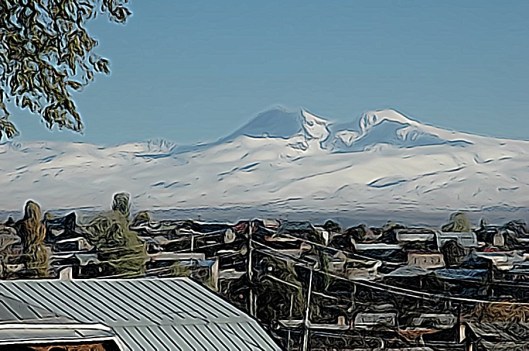 view from Gyumri of Mount Aragats